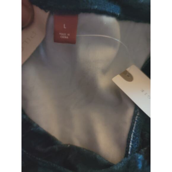 New Anthropologie Velvet Racerback Blue Tank Top - Large - Picture 4 of 5